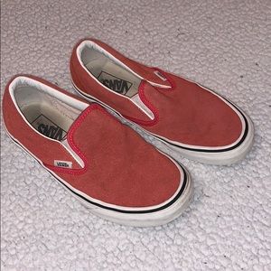 Vans Slip-On Suede Sneakers in Coral Red